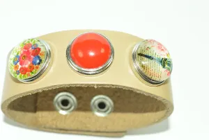Noosa Style Beige Bracelet with 3 Beautiful Snap Buttons & Gift Bag ~ No 2 ~ by Libby's Market Place