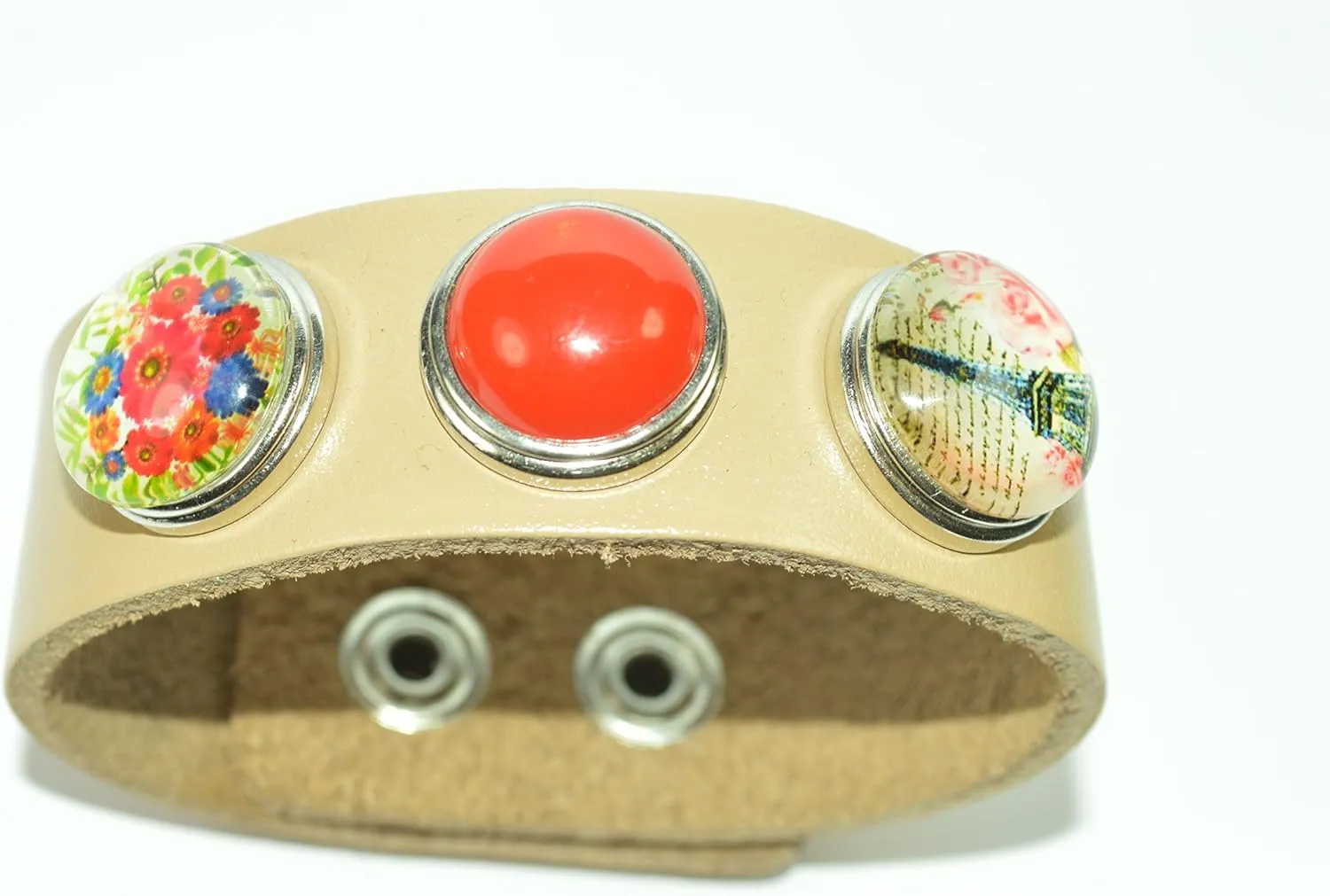 Noosa Style Beige Bracelet with 3 Beautiful Snap Buttons & Gift Bag ~ No 2 ~ by Libby's Market Place
