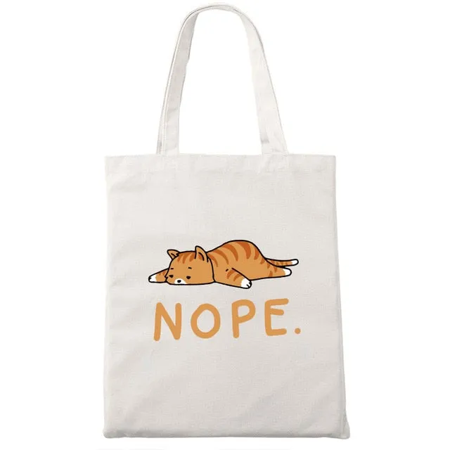 Nope Cat Shopping Tote Bag