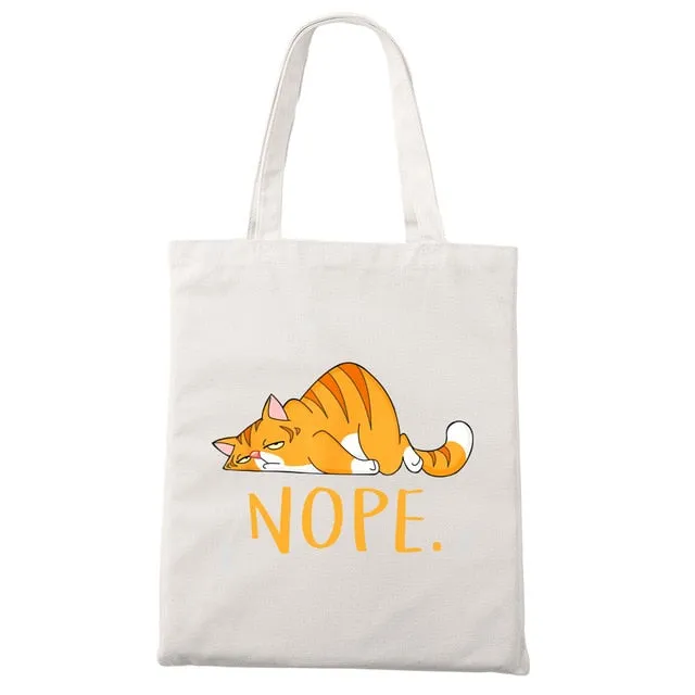 Nope Cat Shopping Tote Bag