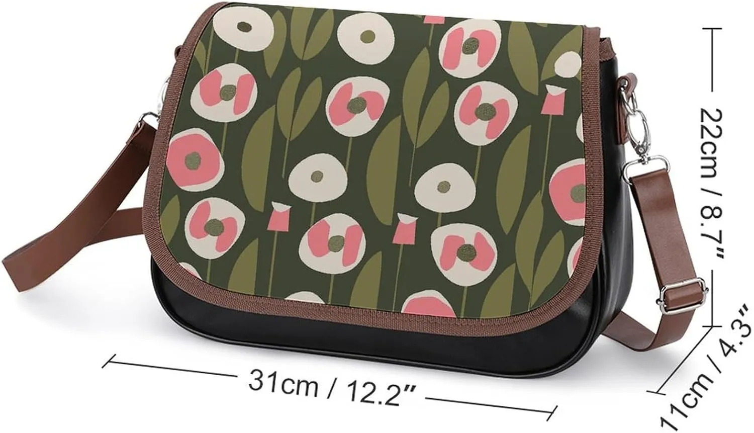 Novelty Boho Abstract Flowers Crossbody Bags for Women Travel Shoulder Bag Small Leather Cross Body Handbags