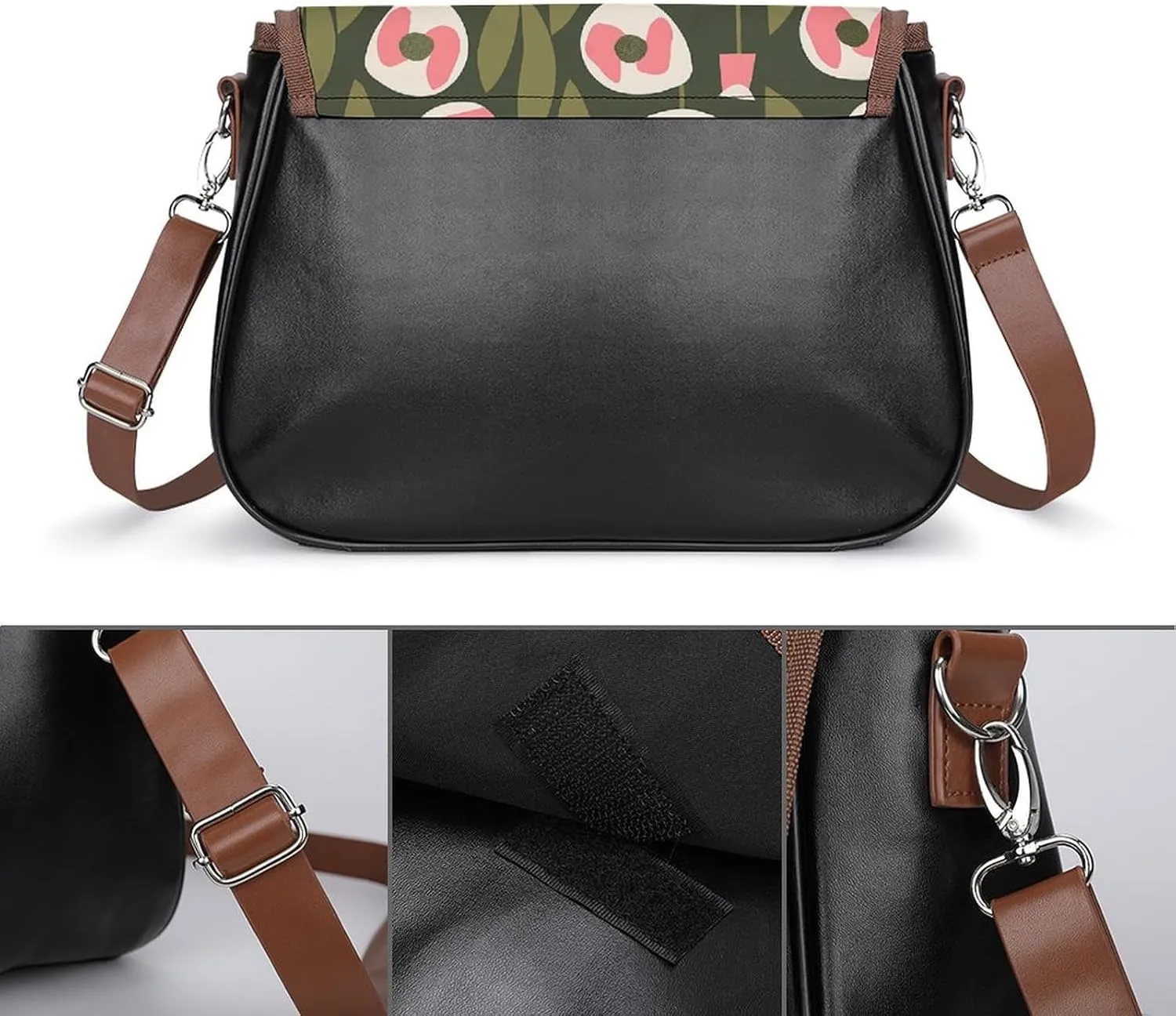 Novelty Boho Abstract Flowers Crossbody Bags for Women Travel Shoulder Bag Small Leather Cross Body Handbags