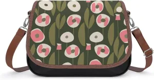 Novelty Boho Abstract Flowers Crossbody Bags for Women Travel Shoulder Bag Small Leather Cross Body Handbags