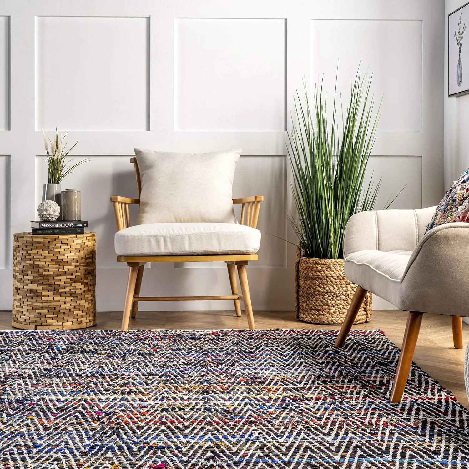 nuLOOM Rochell Hand Woven Chevron Area Rug, 5x8, Indigo