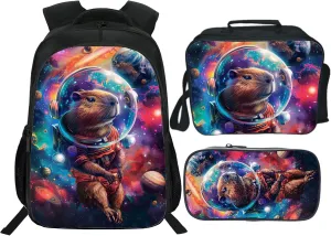 Octopus Backpack Kids Bookbag 16inch Schoolbag With Lunch Box Bag And Pencil Case Set For Boys Girls
