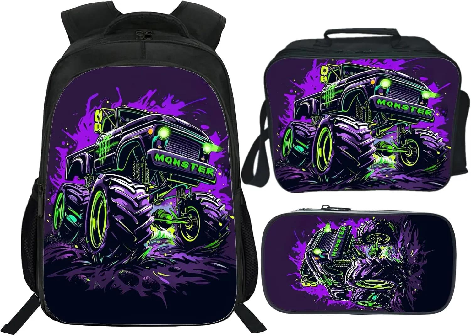 Octopus Backpack Kids Bookbag 16inch Schoolbag With Lunch Box Bag And Pencil Case Set For Boys Girls