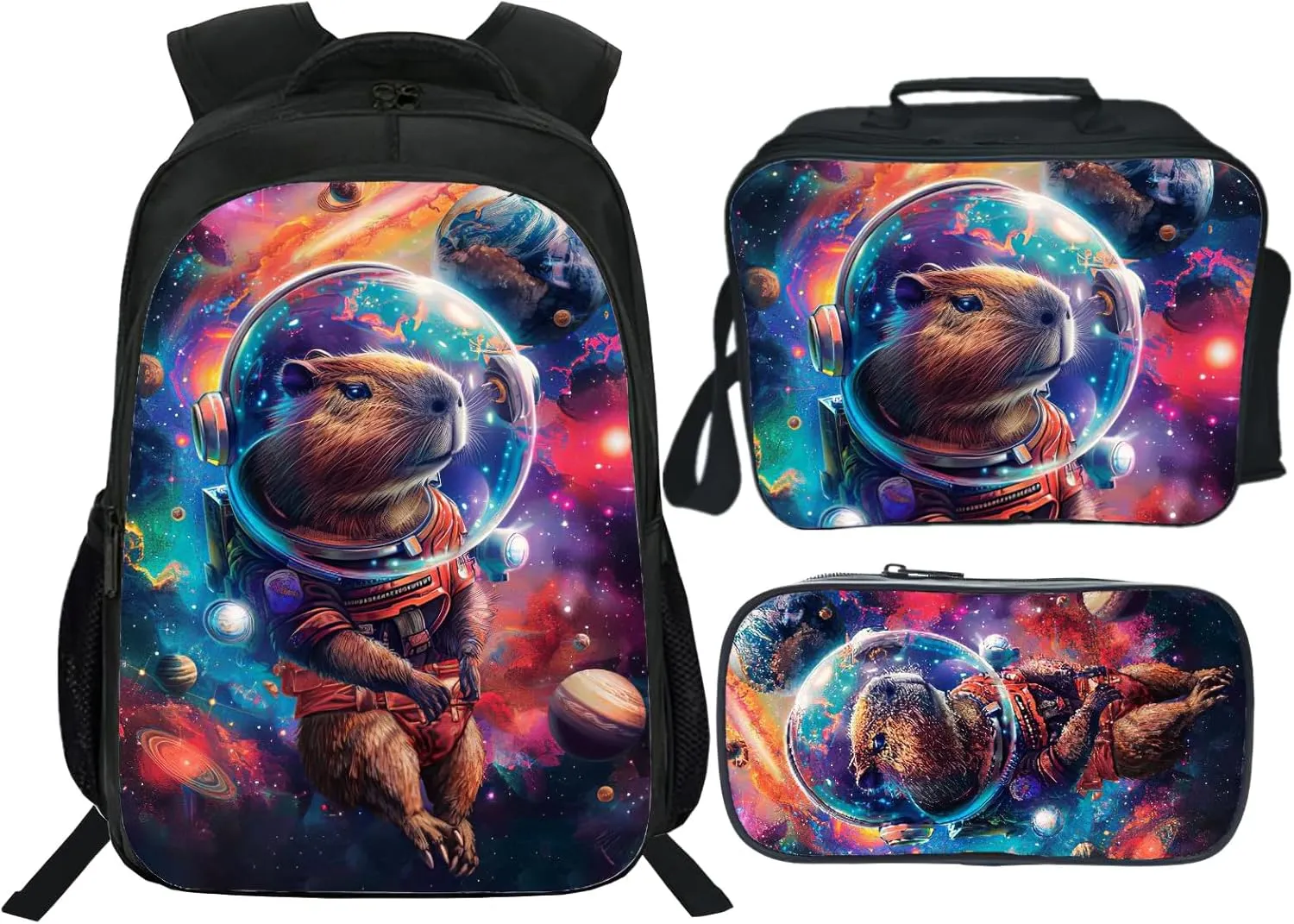 Octopus Backpack Kids Bookbag 16inch Schoolbag With Lunch Box Bag And Pencil Case Set For Boys Girls