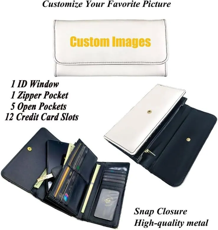 Oil Painting Art Trifold Wallet for Women, Van Gogh Artwork Long Clutch with Multi Card Slot, Cafe Terrace at Night Large Trifold Wallet with ID Window