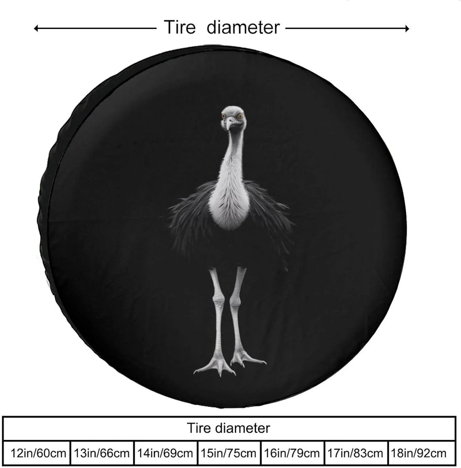 Ostrich Spare Tire Cover Oxford Tire Cover Wheel Cover Protectors Universal Fits for Truck Campers 16inch