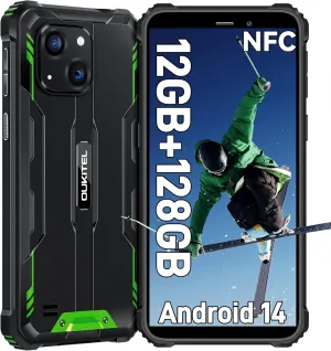 OUKITEL WP32 Rugged Cell Phone - Android 14 Rugged Phone Unlocked, 6.0" HD  Screen,12GB 128GB 1TB Expansion Smartphones, 6300mAh Battery, 20MP 5MP Camera, 4G Dual SIM,NFC,BT5.0,Face ID,T-Mobile, Green