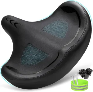 Oversized Bike Seat for Men & Women Comfort, Extra Wide Bicycle Seat Cushion, Comfortable Wing Padded, Large Replacement Bike Saddle for Peloton Bike, Stationary Exercise Bike, City Bike, Ebike