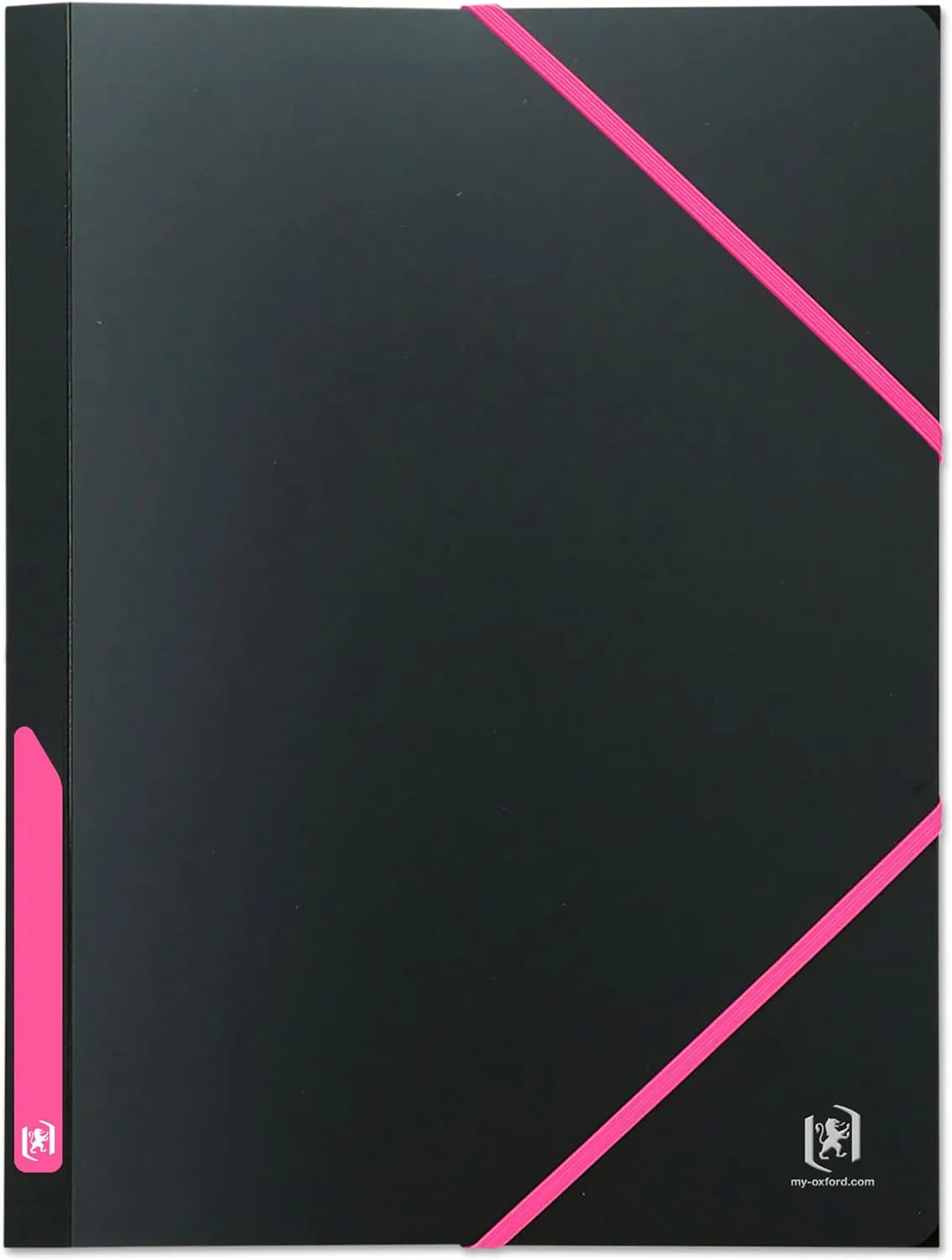 OXFORD 3 Flap Folder for Students A4 with Elastic 30 mm Spine Polypropylene Cover Black/Pink