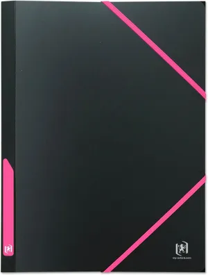 OXFORD 3 Flap Folder for Students A4 with Elastic 30 mm Spine Polypropylene Cover Black/Pink