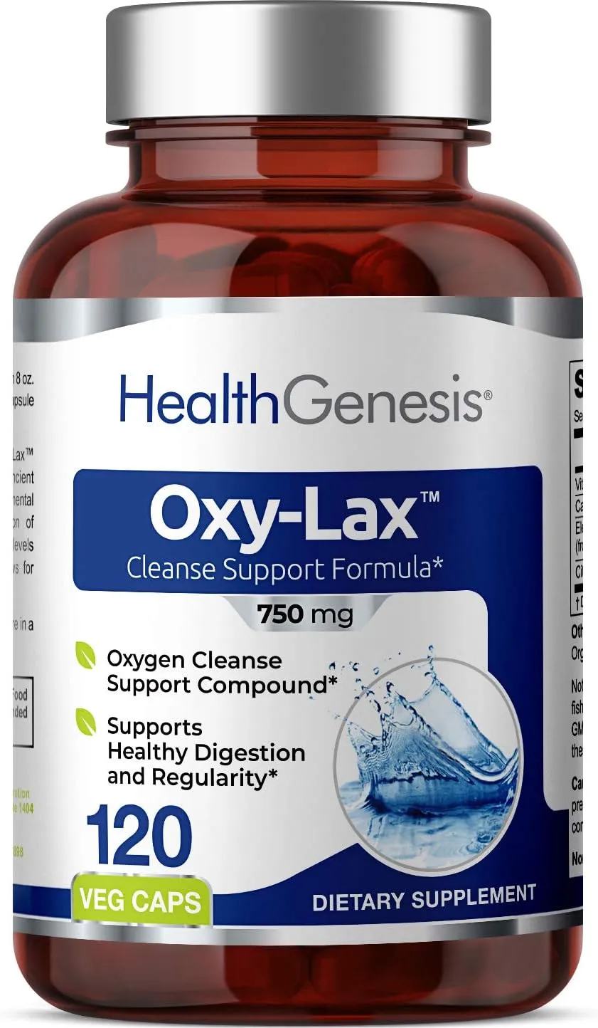 Oxy-Lax 750 mg 120 Vcaps - Natural Magnesium Oxide Oxygen Based Colon Cleanse Gentle Laxative Supports Healthy Digestive Tract Regularity