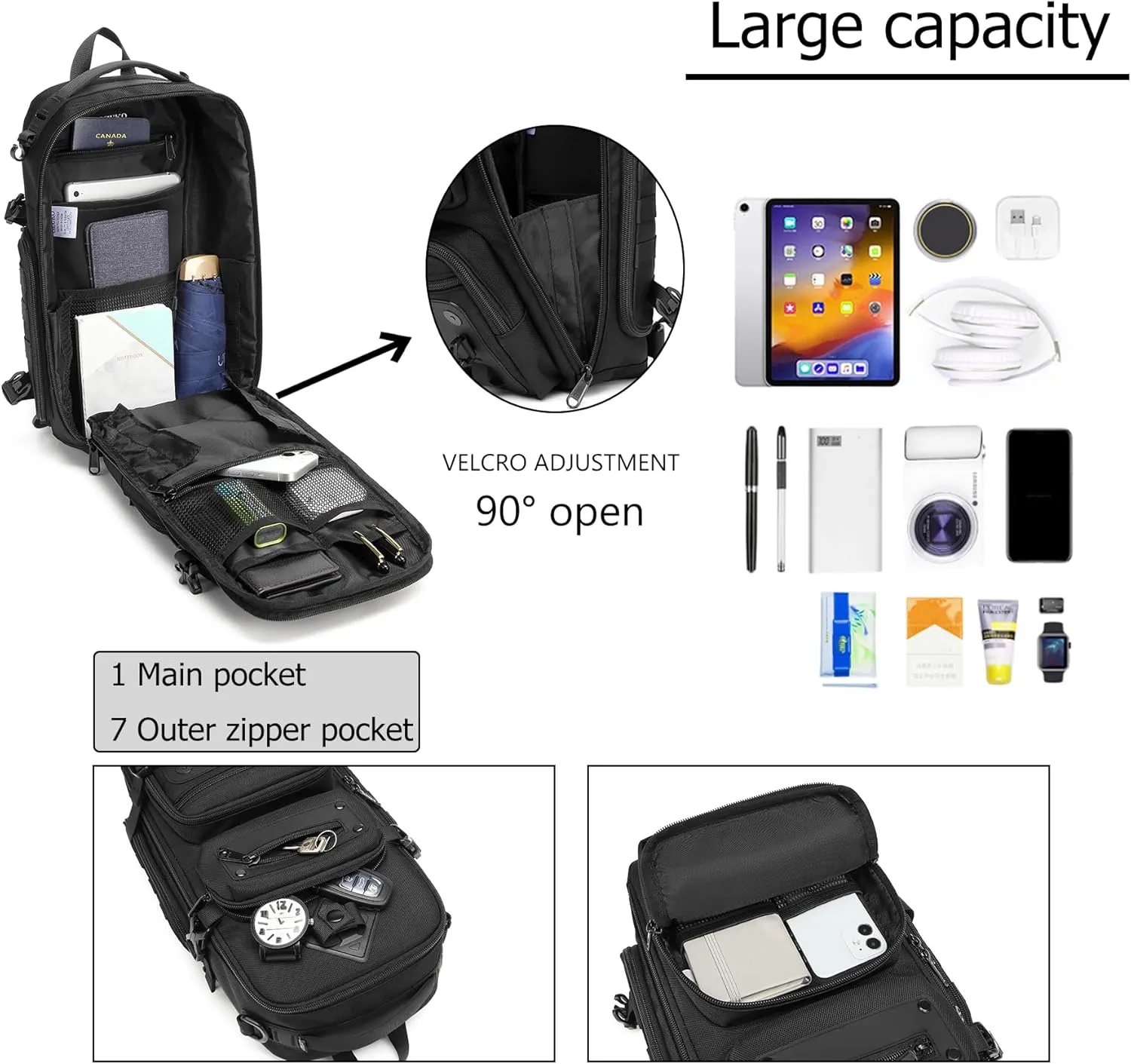 OZUKO Tactical Backpack Chest Sling Bags for Men, Waterproof Crossbody Shoulder Daypack for Outdoor Walking Hiking Trekking (Camo)