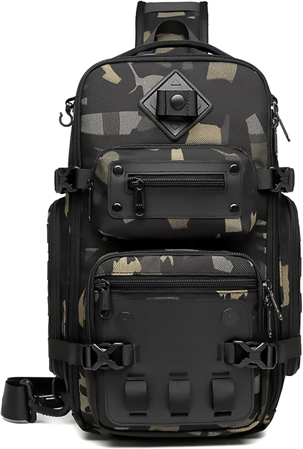 OZUKO Tactical Backpack Chest Sling Bags for Men, Waterproof Crossbody Shoulder Daypack for Outdoor Walking Hiking Trekking (Camo)