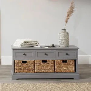 Pacific Lifestyle - Devonshire Grey Wood 3 Drawer 3 Basket Unit