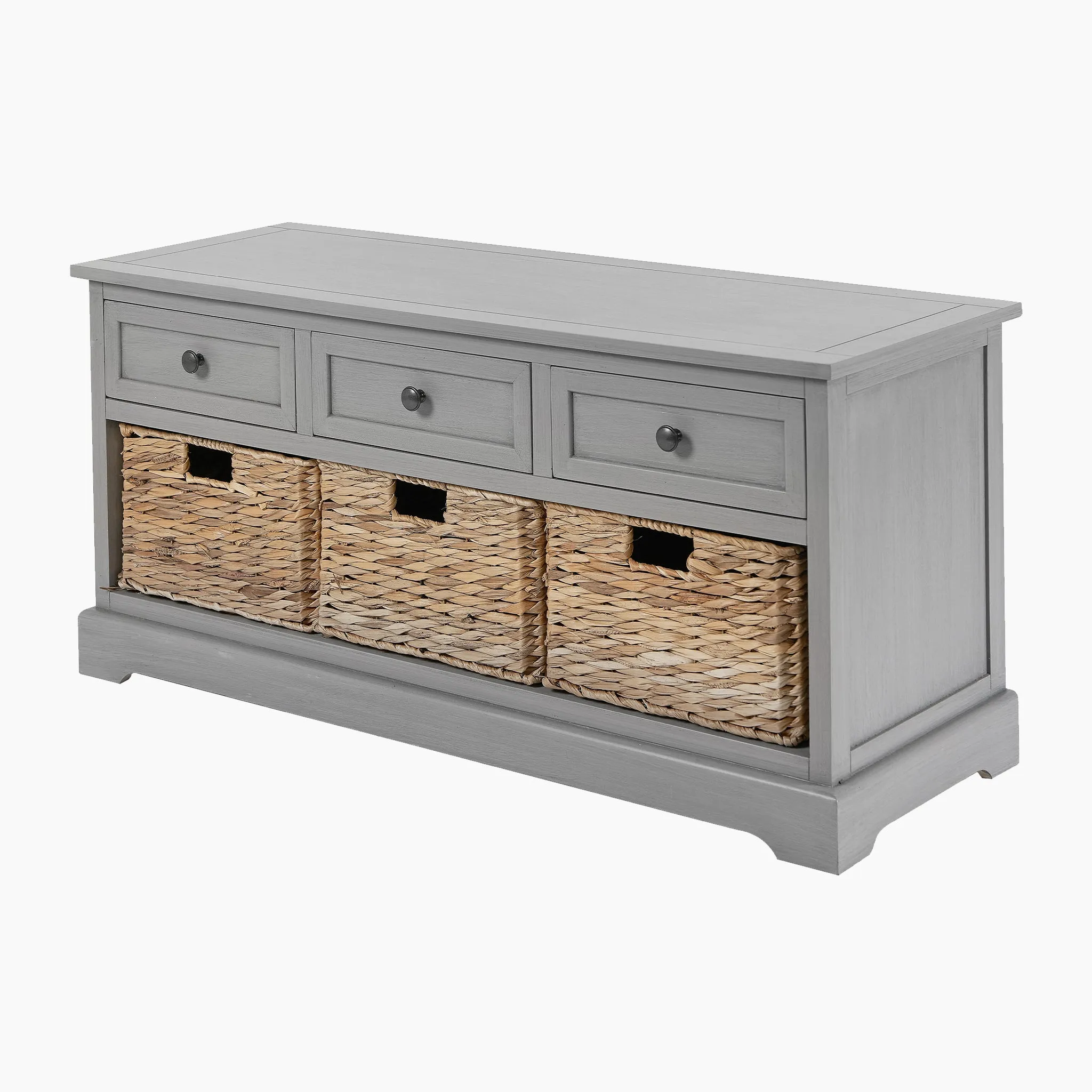 Pacific Lifestyle - Devonshire Grey Wood 3 Drawer 3 Basket Unit