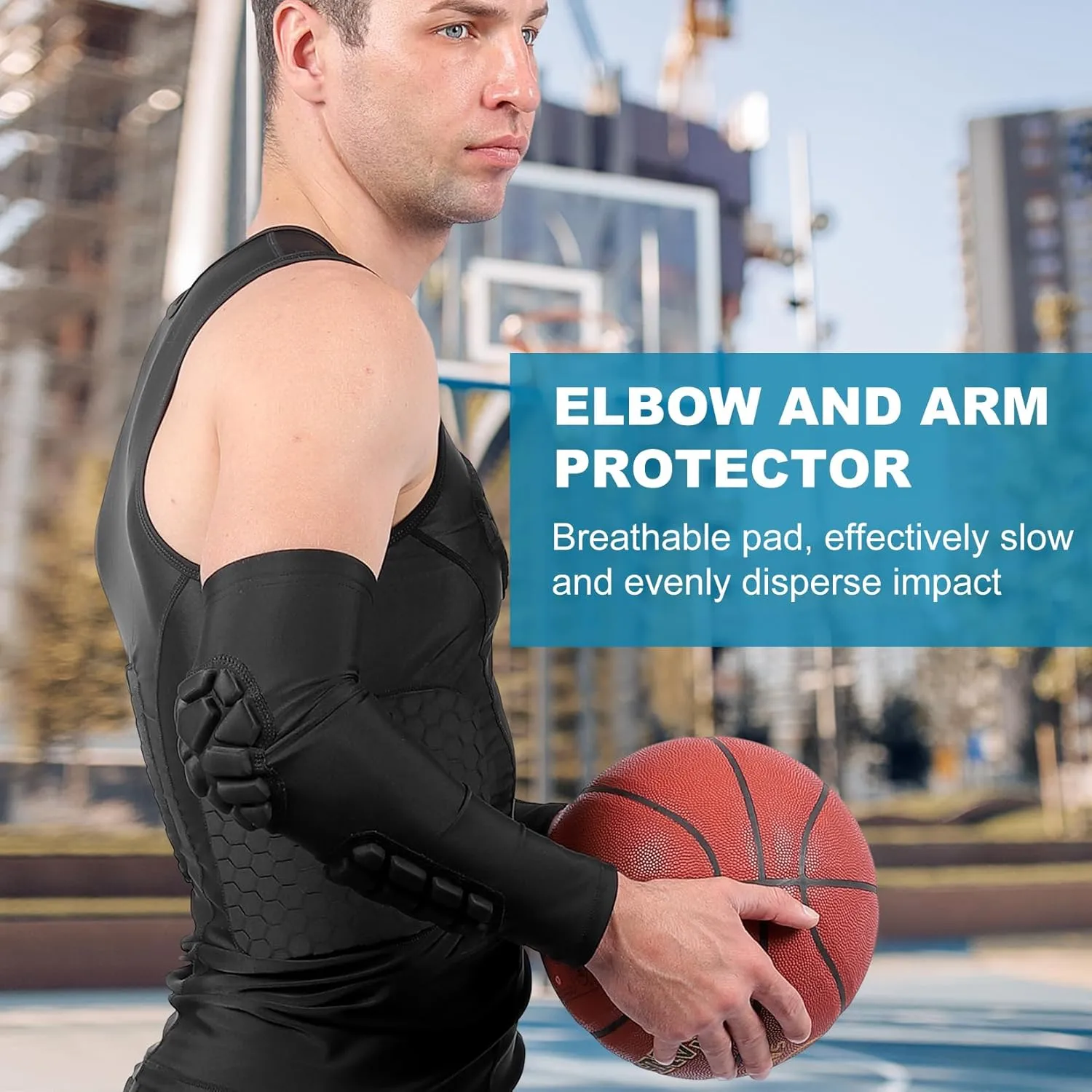 Padded Arm Sleeves Elbow Forearm Crashproof Pads Protection for Football Basketball Volleyball Soccer 2 Pack
