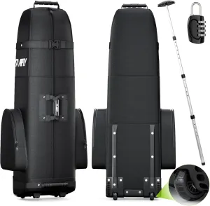 Padded Golf Club Travel Bag with Wheels, Golf Luggage Case Cover for Airline - with Luggage Lock, Waterproof Coating Layer, 1200D Wear-Resistant Oxford