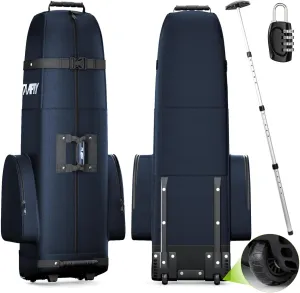 Padded Golf Club Travel Bag with Wheels, Golf Luggage Case Cover for Airline - with Luggage Lock, Waterproof Coating Layer, 1200D Wear-Resistant Oxford