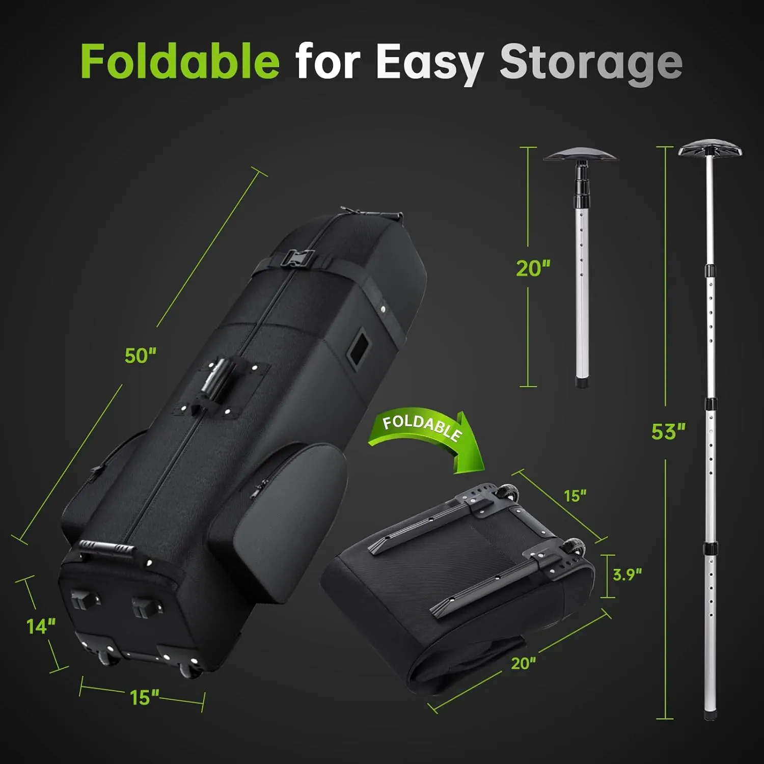 Padded Golf Club Travel Bag with Wheels, Golf Luggage Case Cover for Airline - with Luggage Lock, Waterproof Coating Layer, 1200D Wear-Resistant Oxford