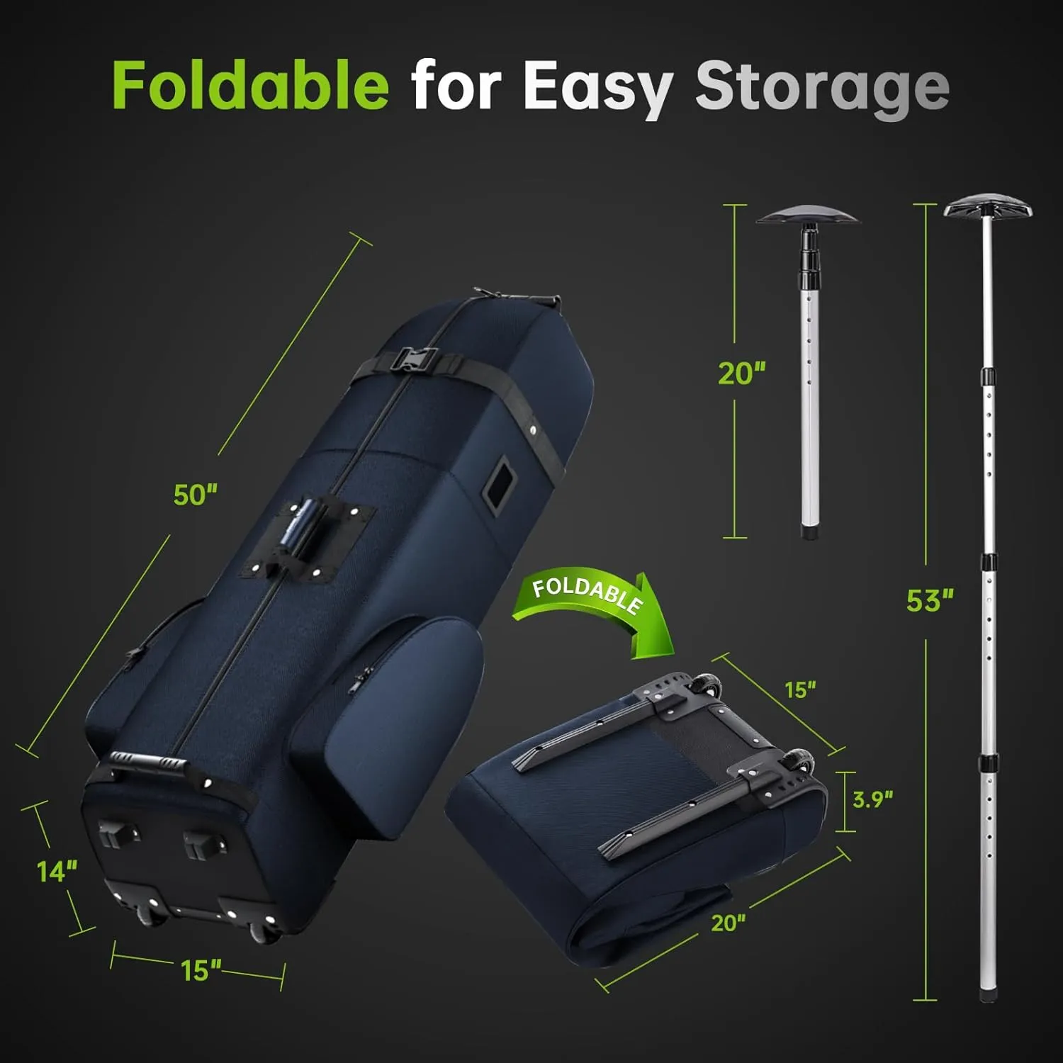 Padded Golf Club Travel Bag with Wheels, Golf Luggage Case Cover for Airline - with Luggage Lock, Waterproof Coating Layer, 1200D Wear-Resistant Oxford
