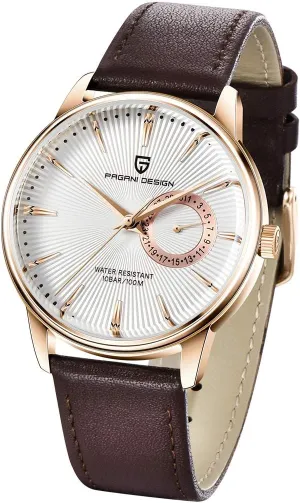 PAGANI DESIGN Men’s Watches Casual Leather Quartz Wrist Watch for Men Waterproof Business Dress Unique Watches Japanese Movement