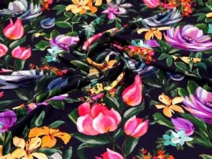 Painted Bouquet Viscose Challis Fabric Minerva Exclusive - per Yard