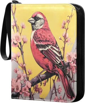Painting Bird Card Binder with Double Sided PU Leather Holder Albums Book with 400 Pockets for Collectible Trading Card Games Card
