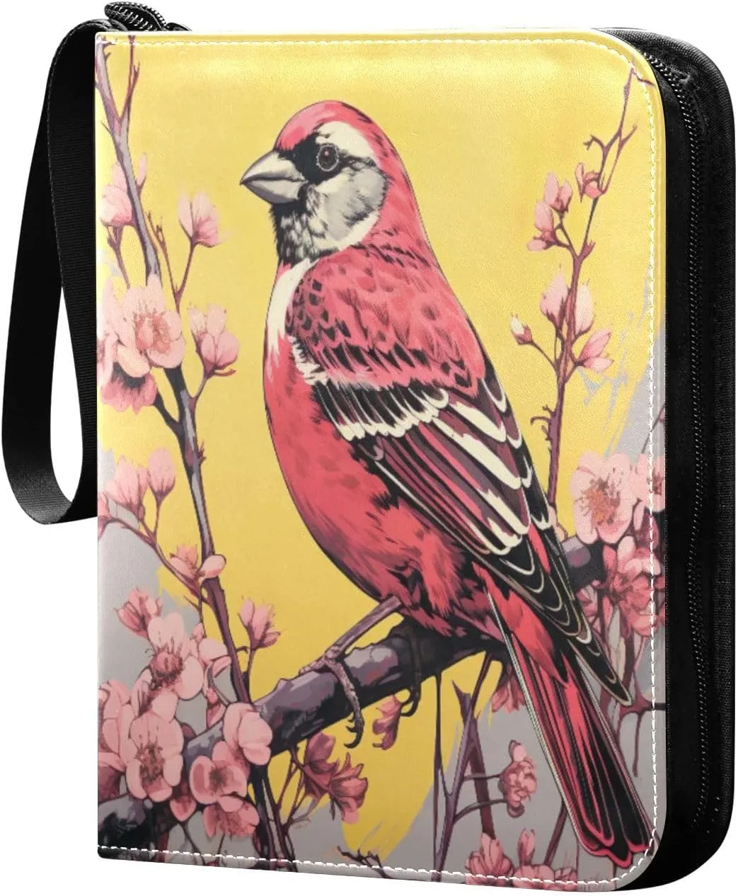 Painting Bird Card Binder with Double Sided PU Leather Holder Albums Book with 400 Pockets for Collectible Trading Card Games Card