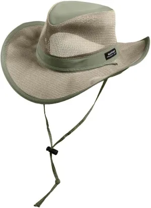 Panama Jack Mesh Crown Safari Sun Hat, 3" Brim, Adjustable Chin Cord, UPF (SPF) 50  Sun Protection (Fossil, Medium)