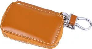 PartyKindom Car Key Holder Chain Link Sturdy Zipper Key Pack Leather Car Key Bag Key Pouch for Men Women
