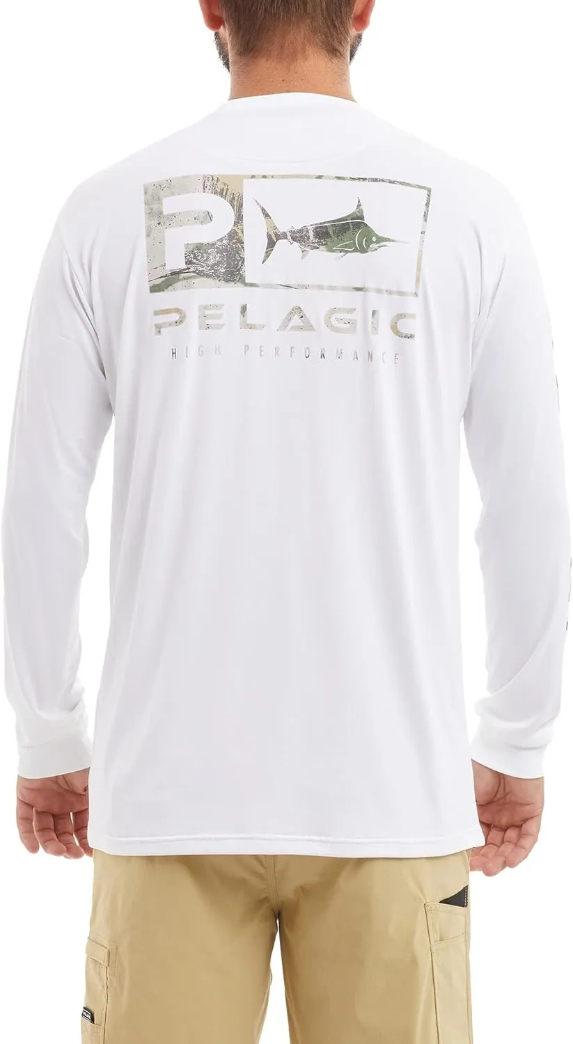 PELAGIC Men's Aquatek Icon Fishing Shirt, Long Sleeve, UPF 50  Protection, Ultra Soft Feel
