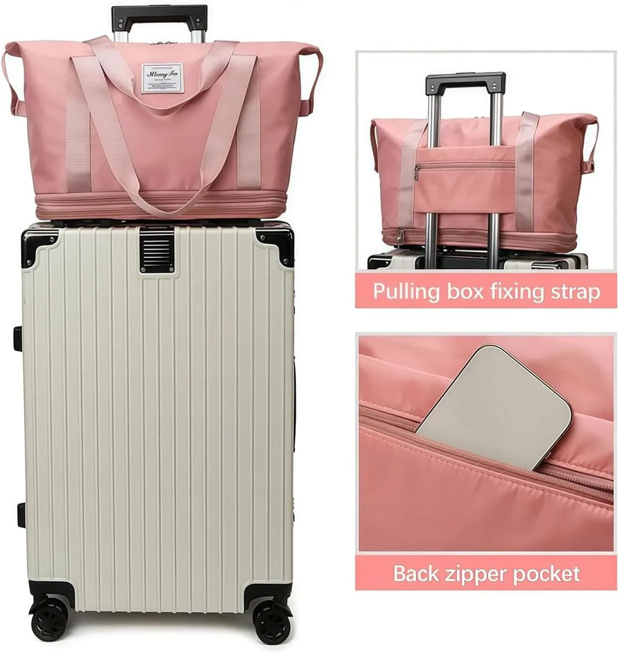 Pepepo Travel Bag with Wheels, Large Capacity Expandable Duffle, Removable Universal Wheels, Wet Dry Compartments (Gray)
