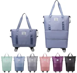 Pepepo Travel Bag with Wheels,2025 new large capacity travel bag - universal wheel removable,travel wheels,Expandable Foldable Duffle,Dry and Wet Separation (Blue)