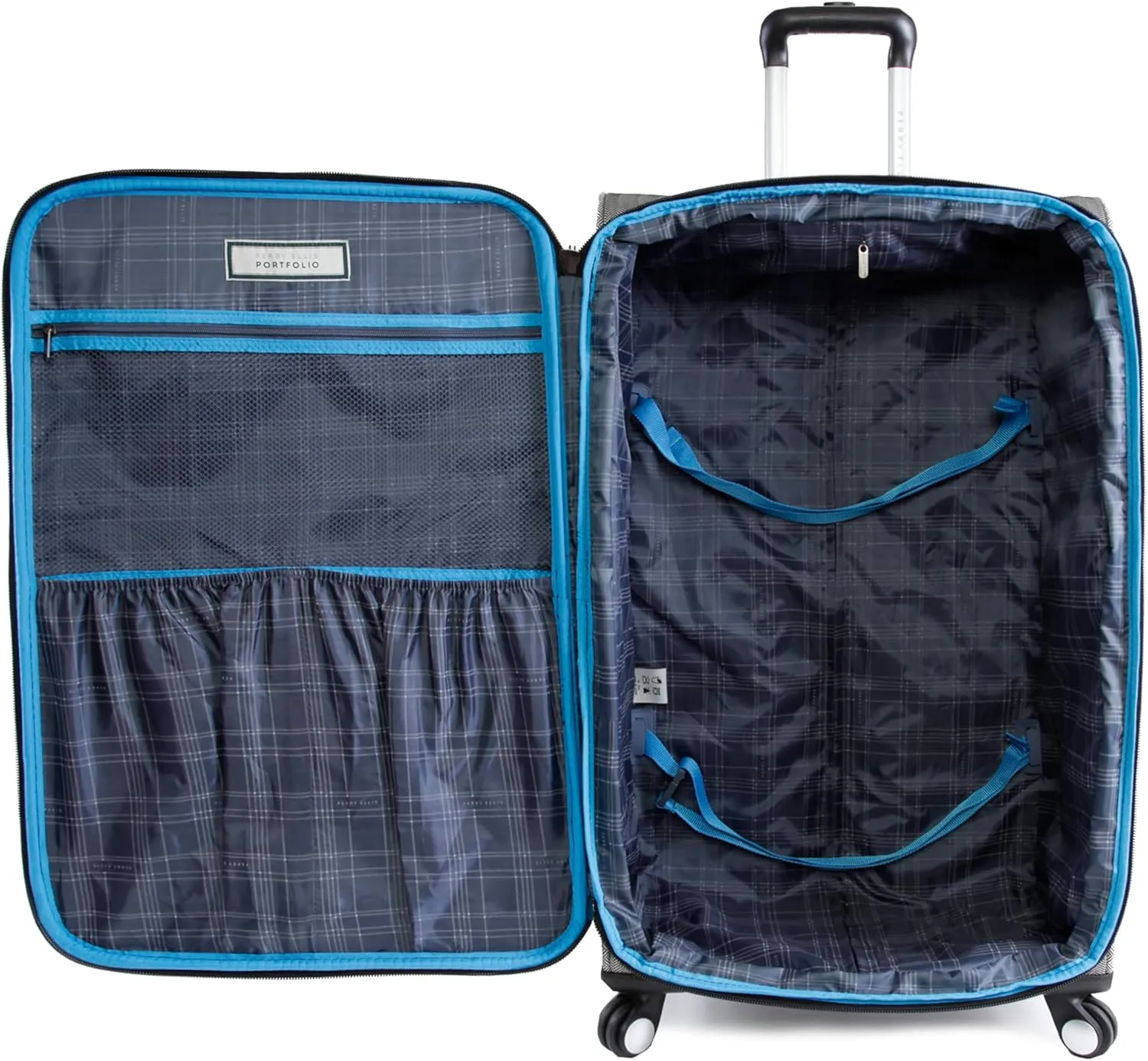 Perry Ellis Lexington II Lightweight Spinner Luggage, Black/White Herringbone, Carry-On 21-Inch