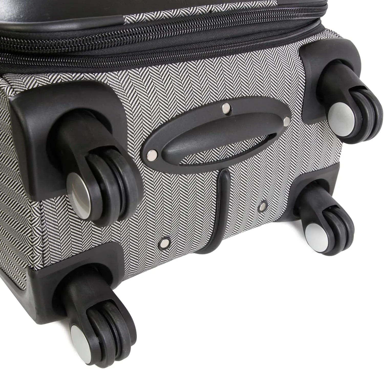 Perry Ellis Lexington II Lightweight Spinner Luggage, Black/White Herringbone, Carry-On 21-Inch