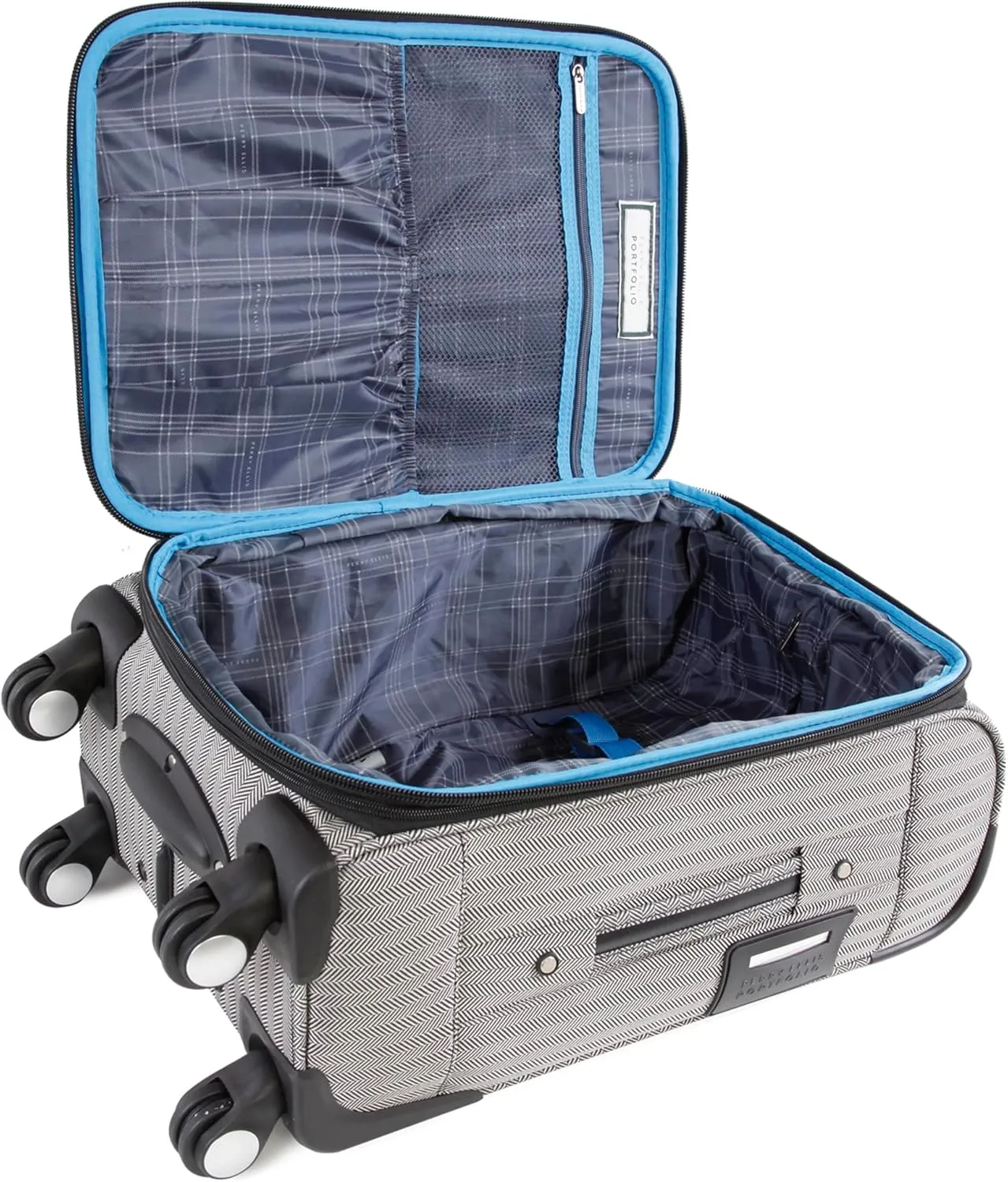 Perry Ellis Lexington II Lightweight Spinner Luggage, Black/White Herringbone, Carry-On 21-Inch