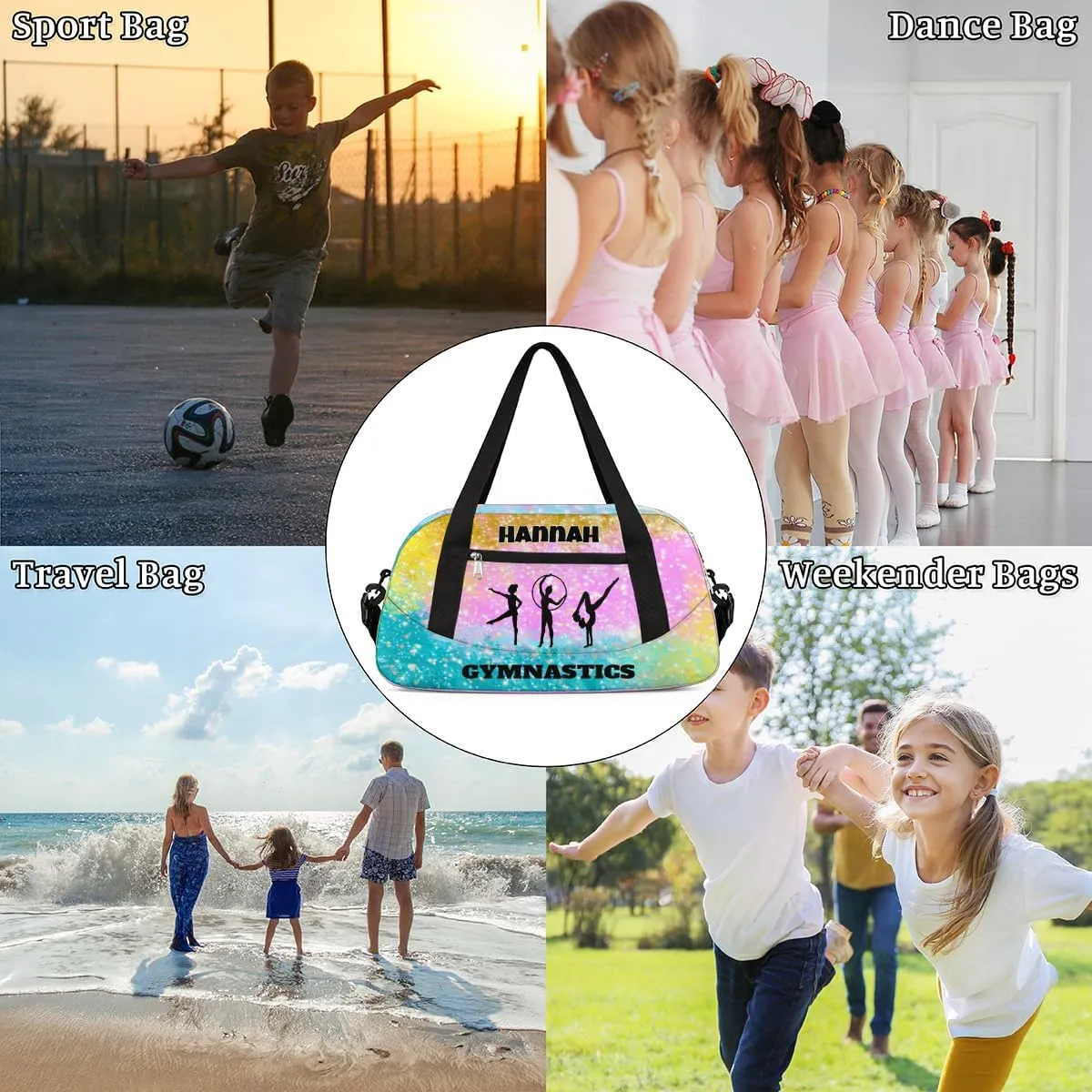 Personalized Ballet Duffle Bag for Girls, Teens Kids Overnight Travel Sleepover Bag Sports Gym Bags