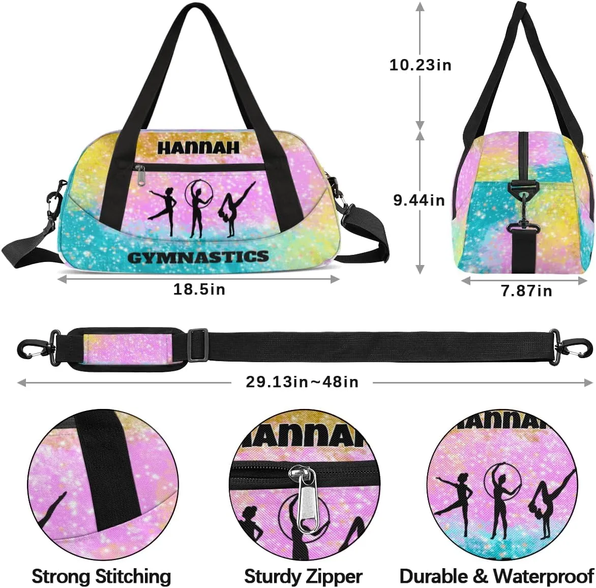Personalized Ballet Duffle Bag for Girls, Teens Kids Overnight Travel Sleepover Bag Sports Gym Bags