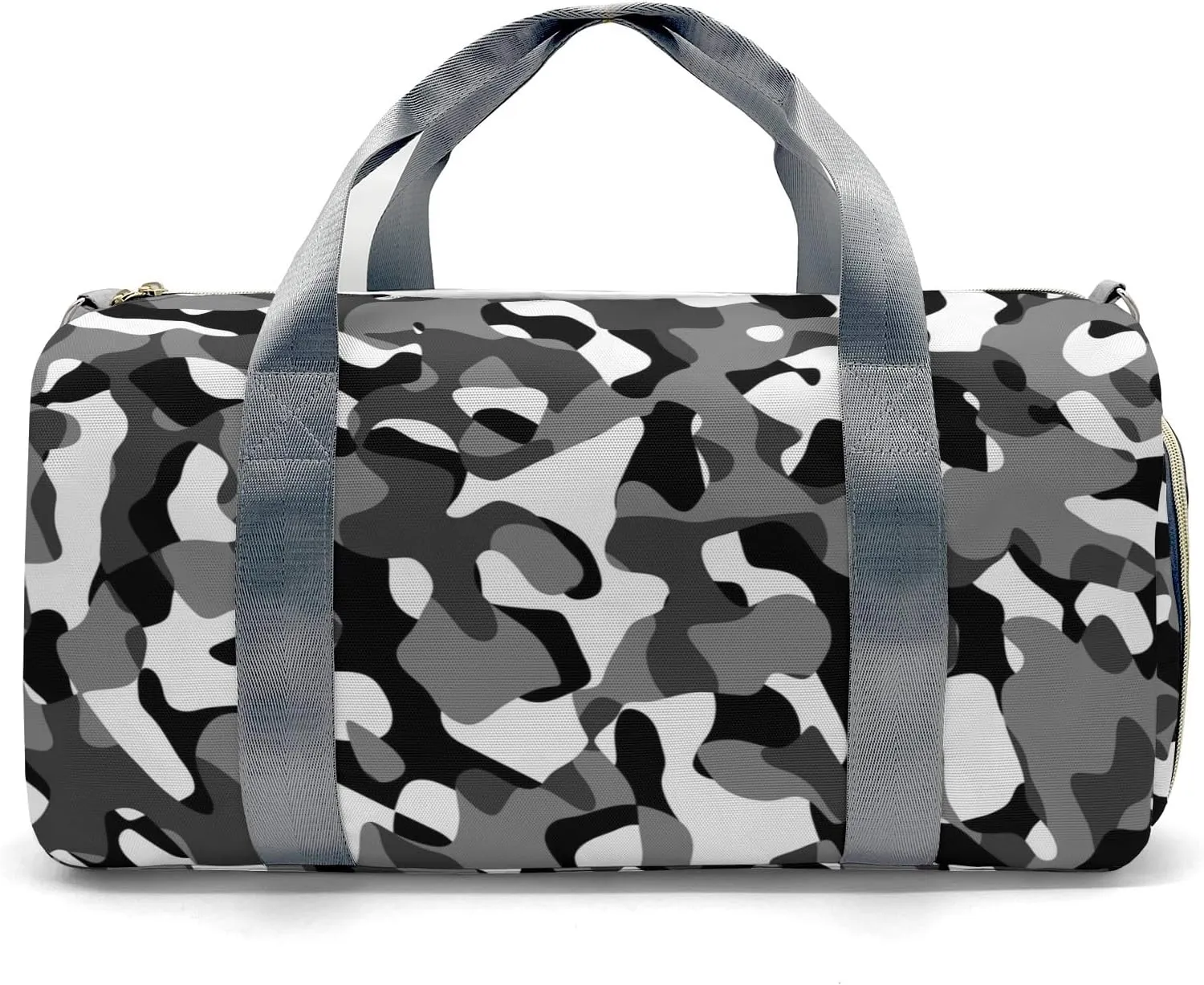 Personalized Black and White Camouflage Print Multi-Function Travel Duffel Handbag Large Capacity Handbag Women Men Gym Yoga Ballet with Name