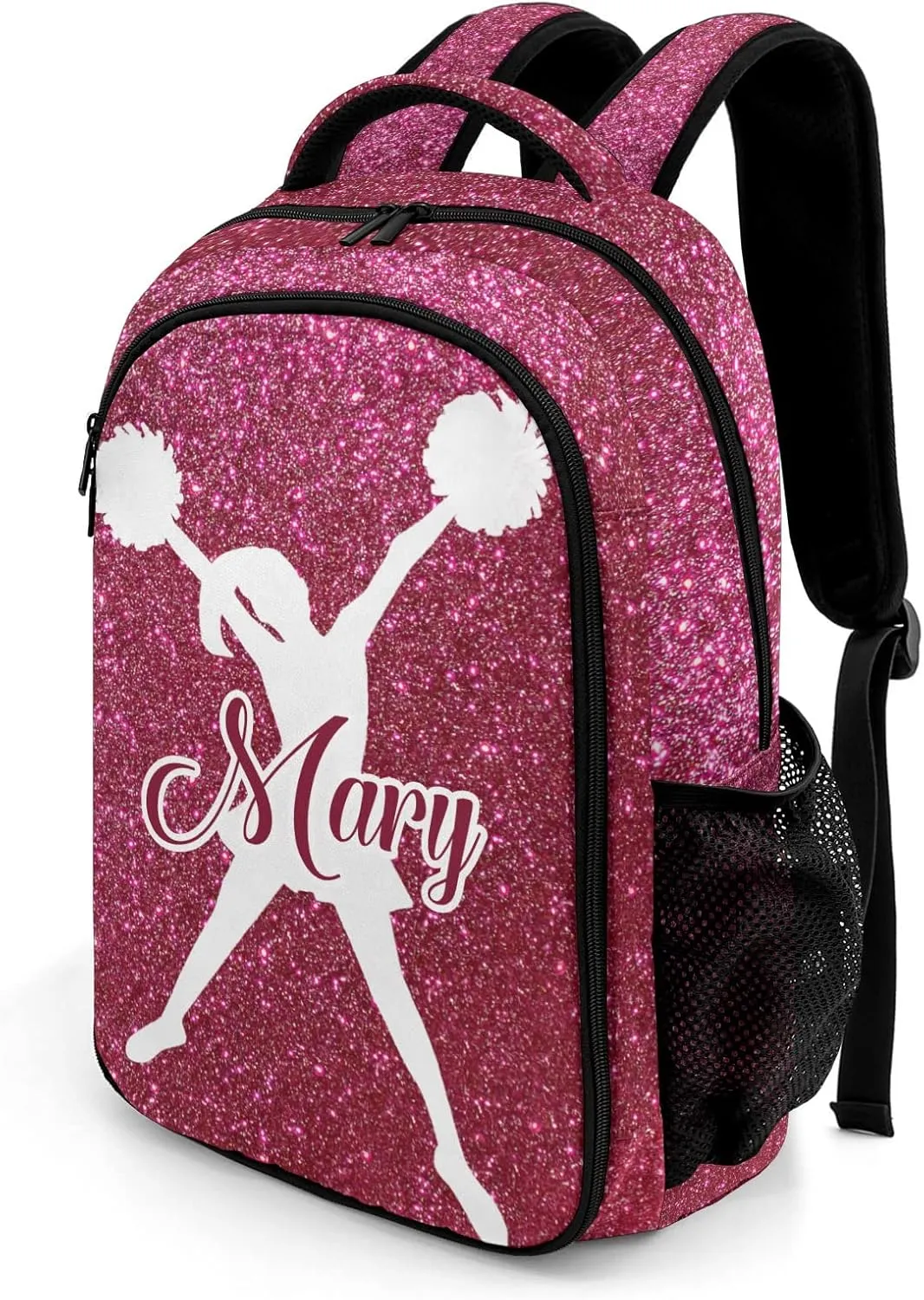 Personalized Cheerleader Backpack Casual Bag Daypack Laptop Bag for Family Party Gift Red Bling Print Simple Cheer