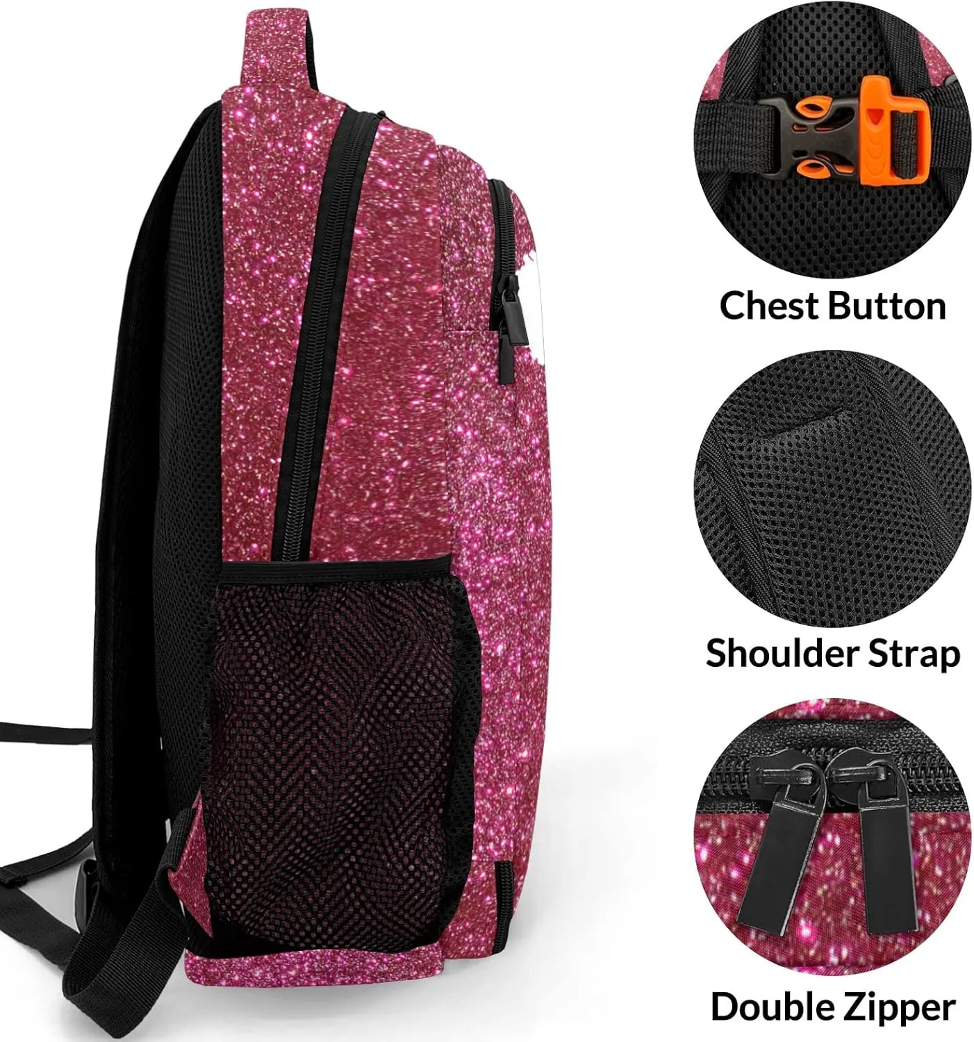 Personalized Cheerleader Backpack Casual Bag Daypack Laptop Bag for Family Party Gift Red Bling Print Simple Cheer