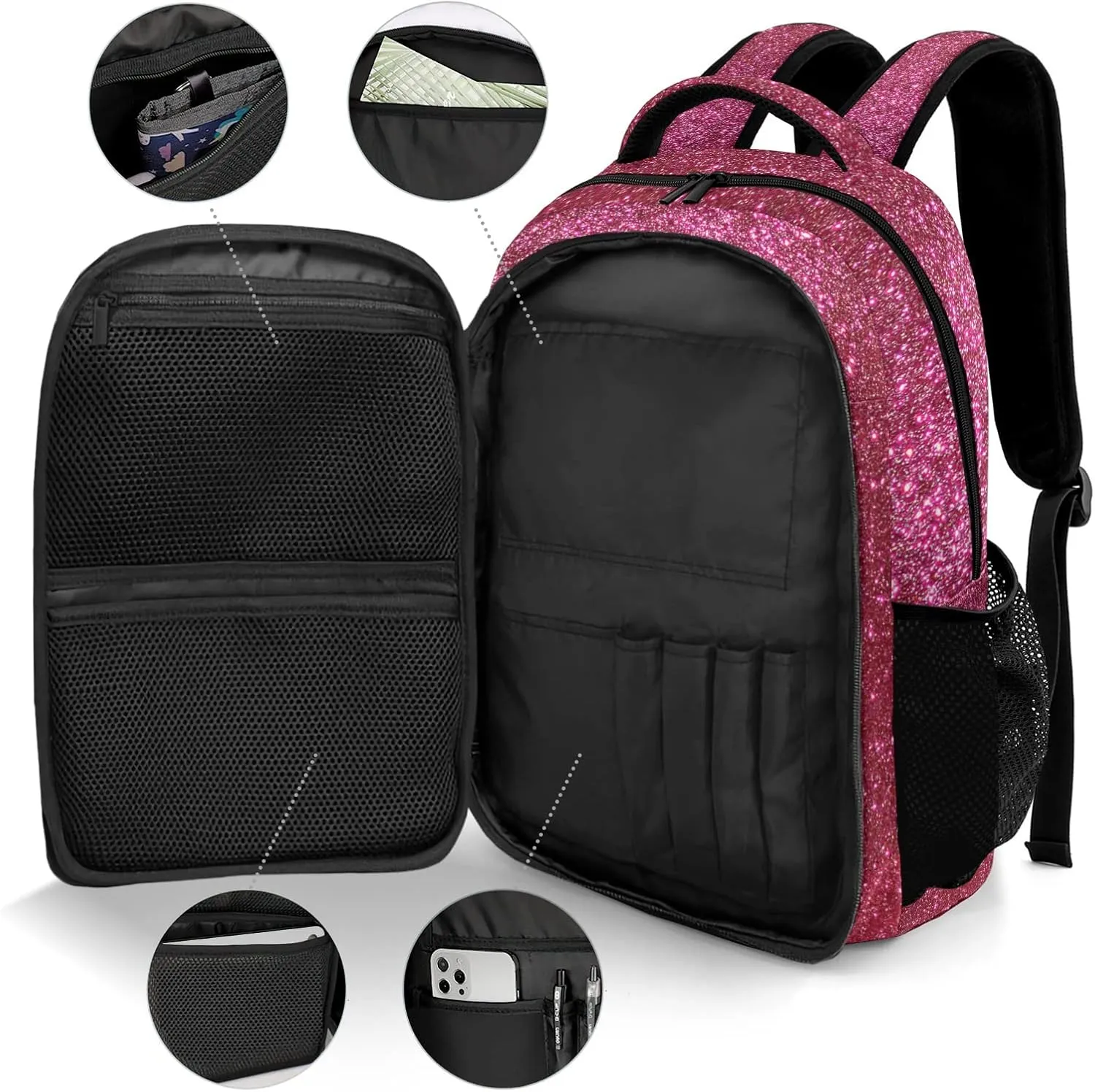 Personalized Cheerleader Backpack Casual Bag Daypack Laptop Bag for Family Party Gift Red Bling Print Simple Cheer