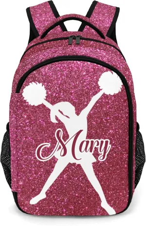 Personalized Cheerleader Backpack Casual Bag Daypack Laptop Bag for Family Party Gift Red Bling Print Simple Cheer