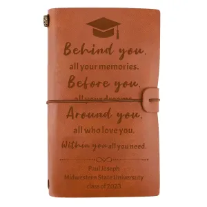 Personalized Engraved Leather Journal for Graduate, Personalized Graduation Gift for Her Him, Journal for Graduation, Engraved Journal for High School College Graduation Gifts