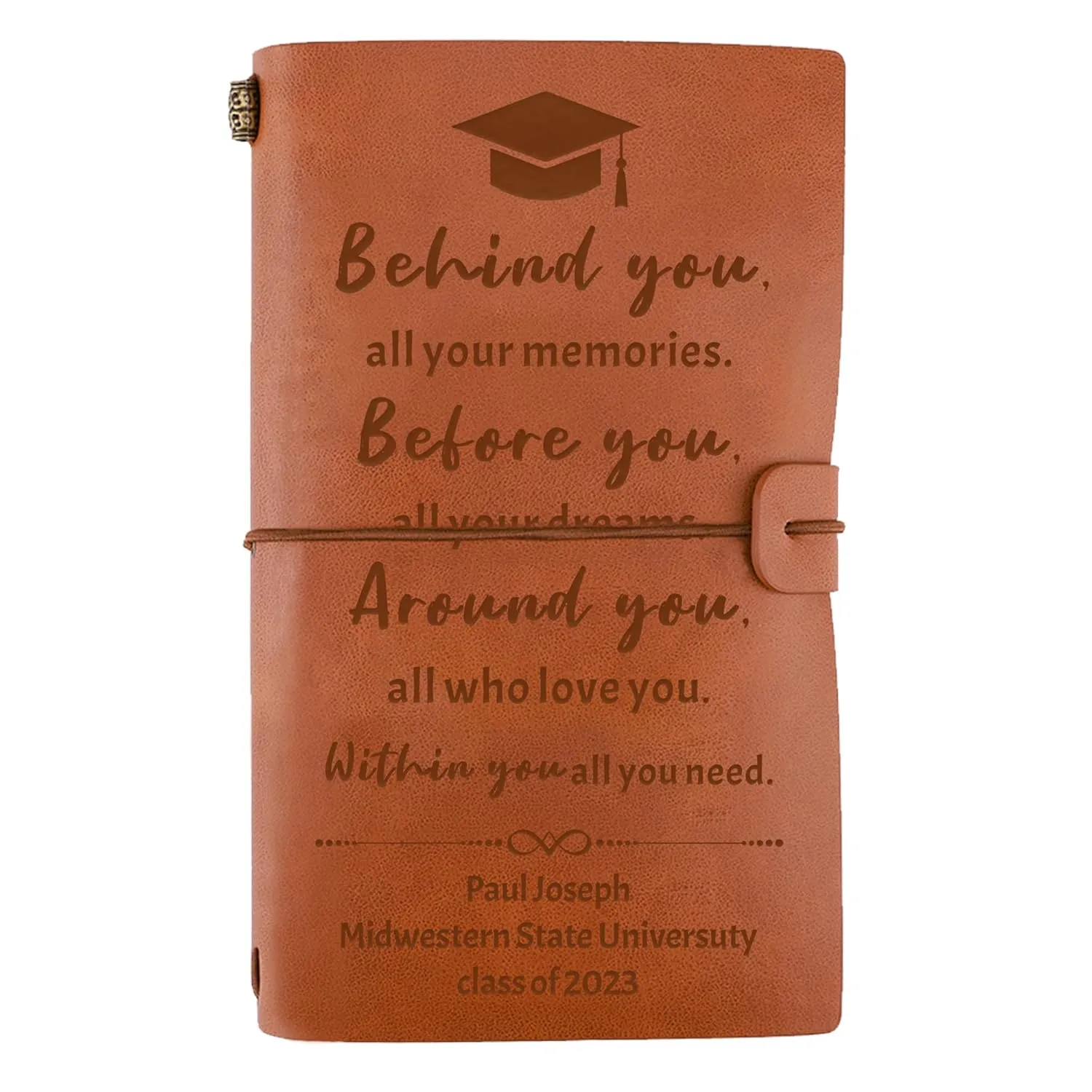 Personalized Engraved Leather Journal for Graduate, Personalized Graduation Gift for Her Him, Journal for Graduation, Engraved Journal for High School College Graduation Gifts