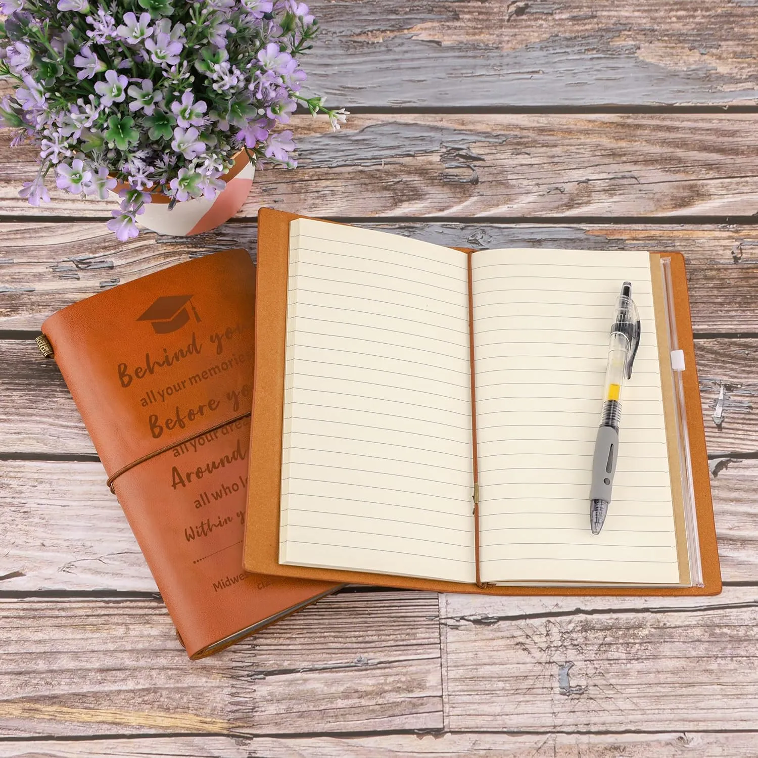 Personalized Engraved Leather Journal for Graduate, Personalized Graduation Gift for Her Him, Journal for Graduation, Engraved Journal for High School College Graduation Gifts