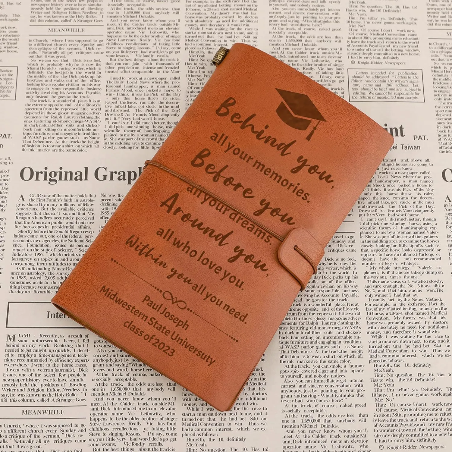 Personalized Engraved Leather Journal for Graduate, Personalized Graduation Gift for Her Him, Journal for Graduation, Engraved Journal for High School College Graduation Gifts